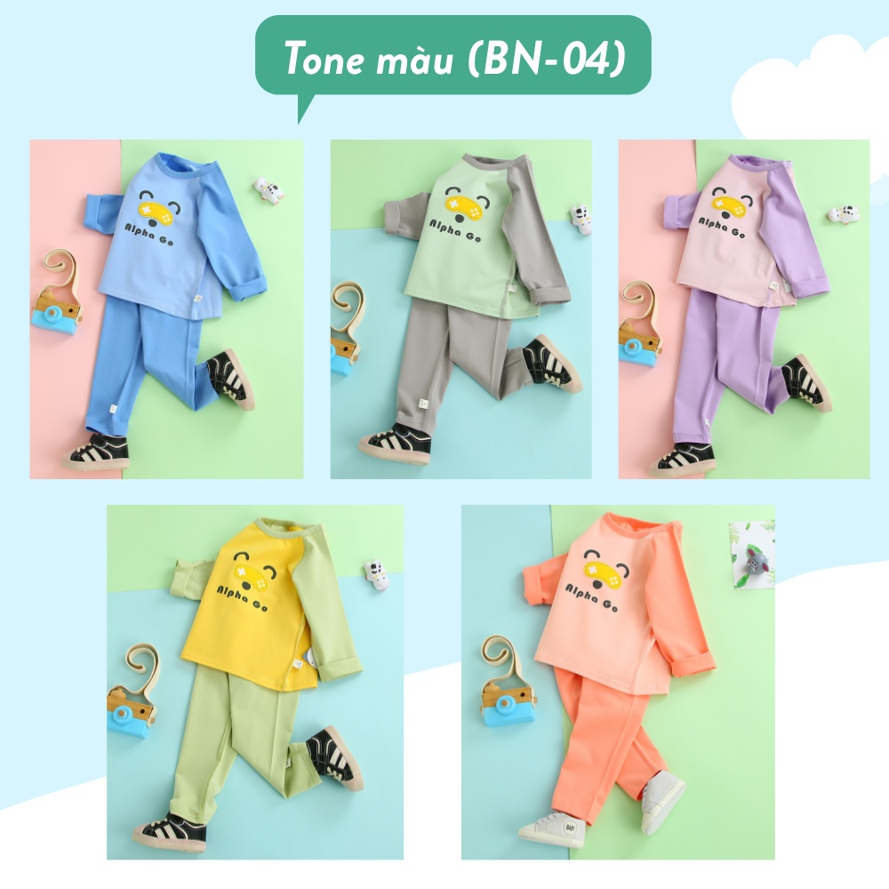 [5 Màu] Bộ Dài Tay Thu Đông Cho Bé Trai/Gái Chất Cotton Mềm Mịn Mã BN - 04(Ảnh thật)