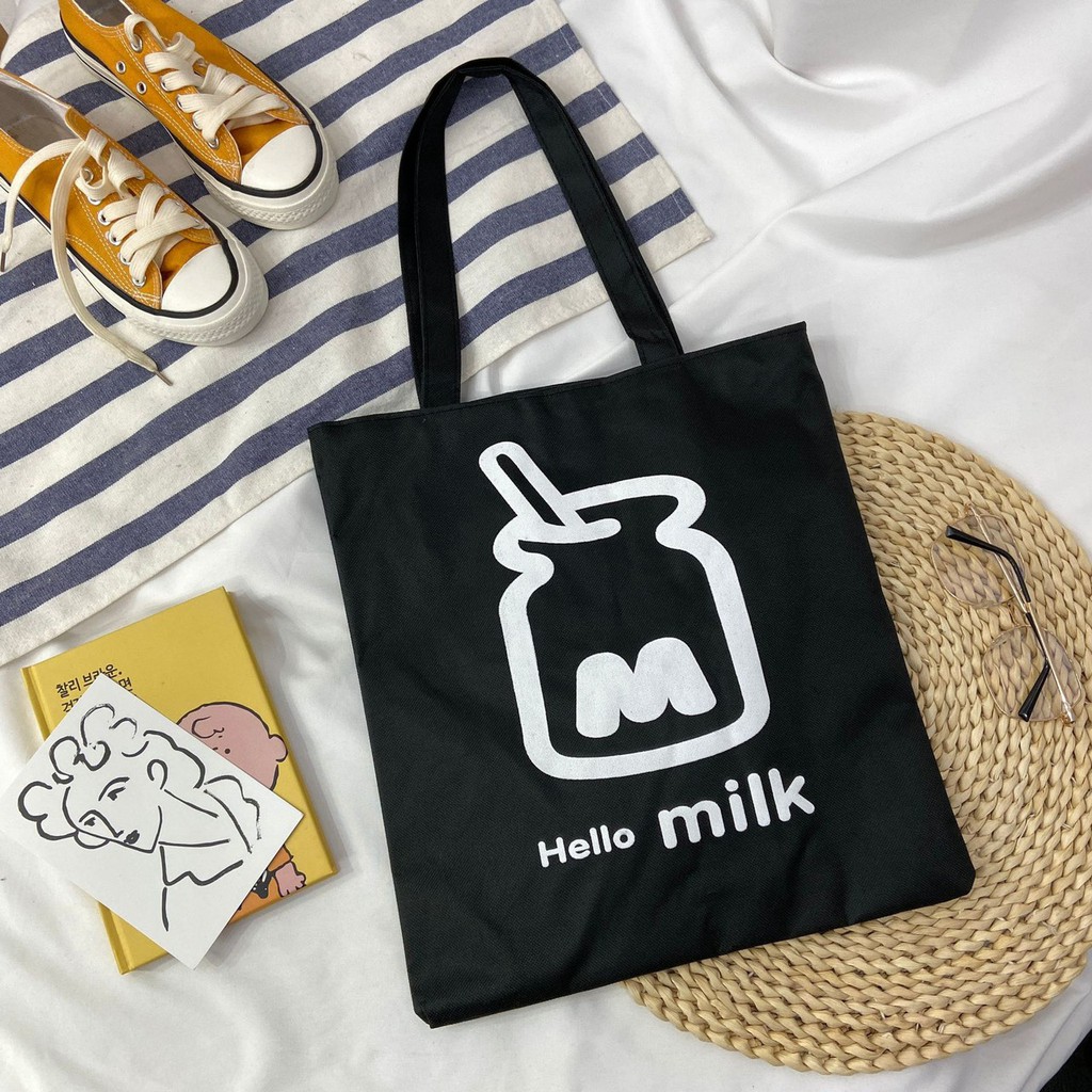 Túi Tote vải canvas hot trend hình hộp sữa siêu hot