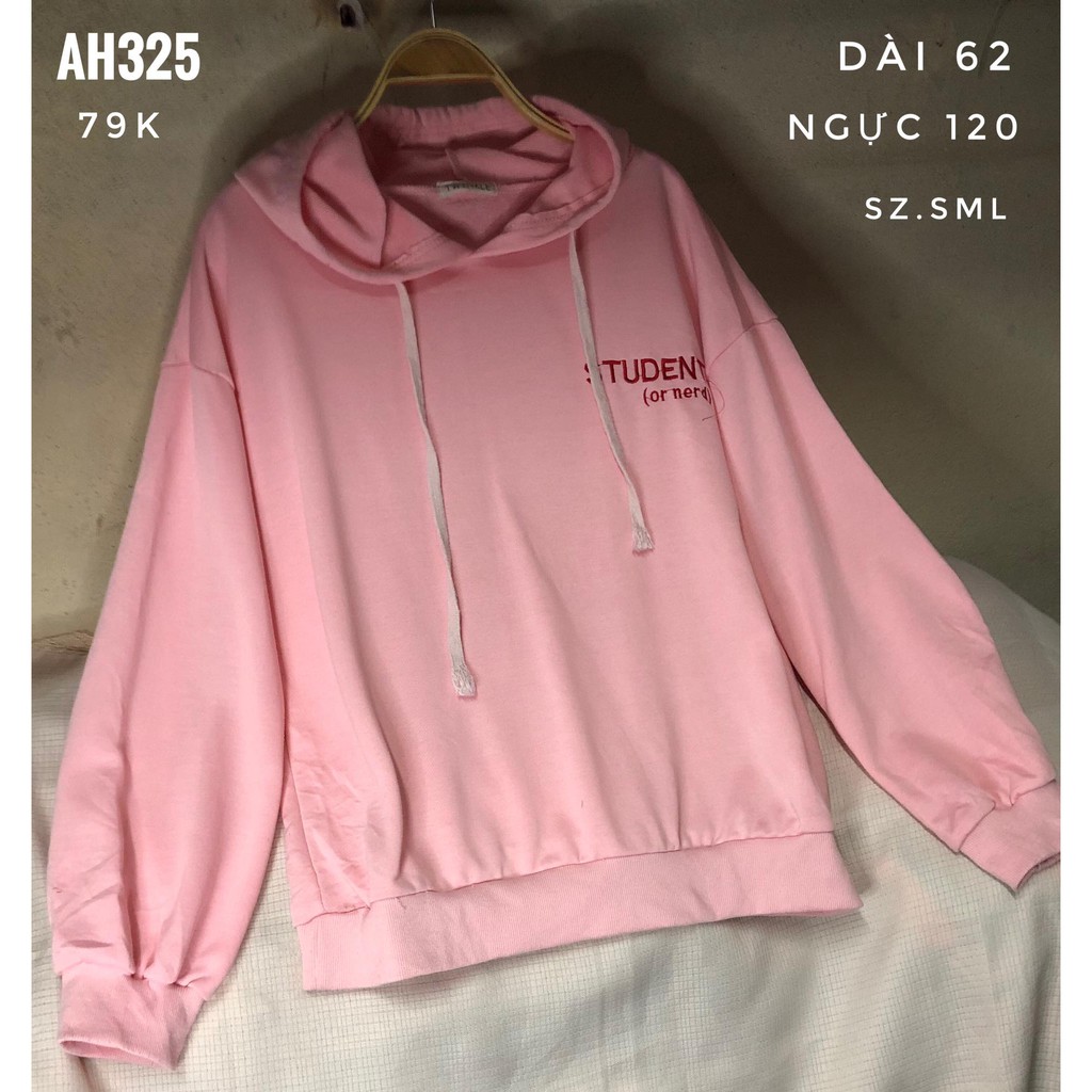 Áo Hoodie nam nữ nỉ hàng2hand chất nỉ da cá màu hồng siêu xinh sz S M L mã AH325 TIEM2021