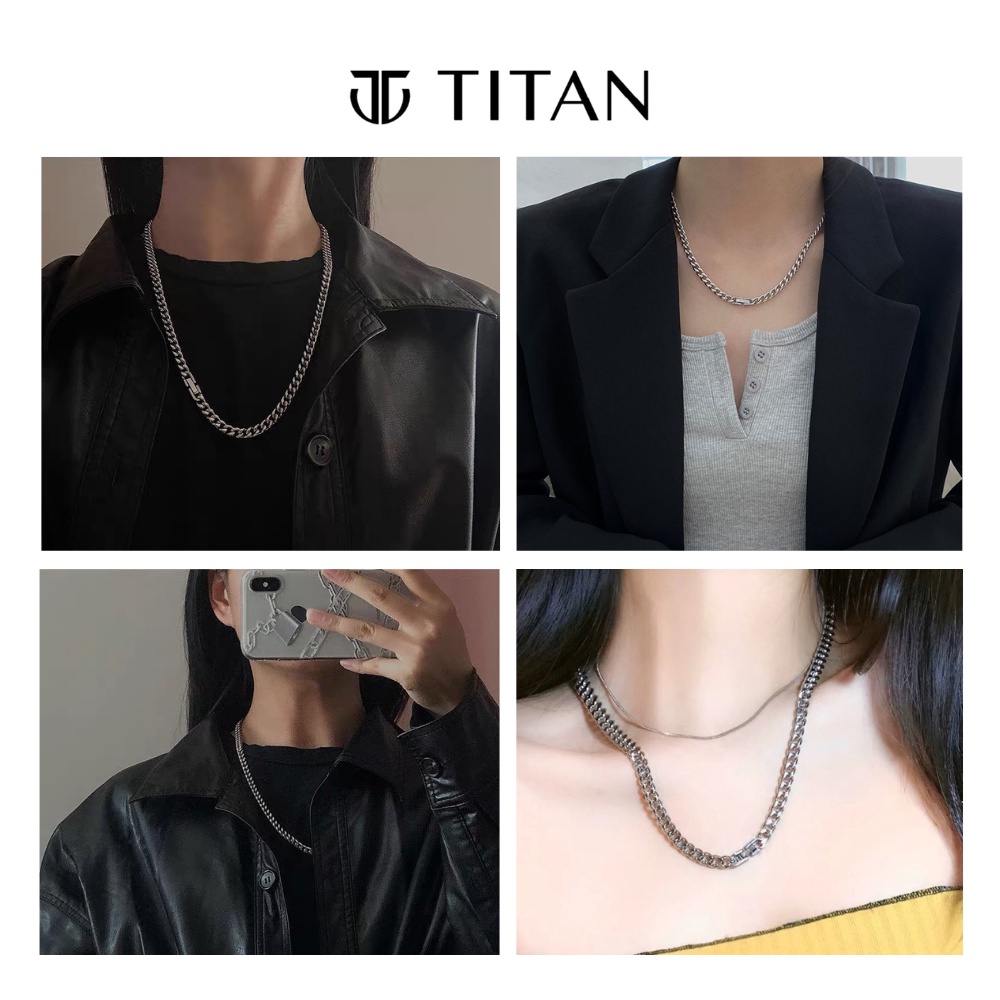 Vòng cổ nam nữ chốt khóa bấm, dây chuyền nam unisex basic thanh lịch làm quà tặng, dây màu bạc 925 không gỉ TITAN Shop