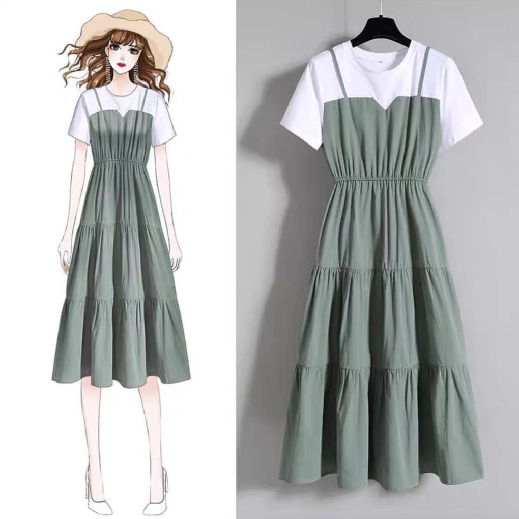 Đầm, Váy Giả Yếm Dáng Xòe Đi Học Đi Chơi Thời Trang Nữ Hàn Quốc Chất Liệu Thấm Hút Mồ Hôi Nhiều Màu Dễ Phối Đồ  ྇