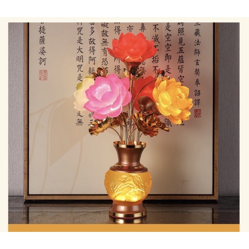 CÂY ĐÈN LED HOA SEN LƯU LY THỜ CÚNG TRANG TRÍ