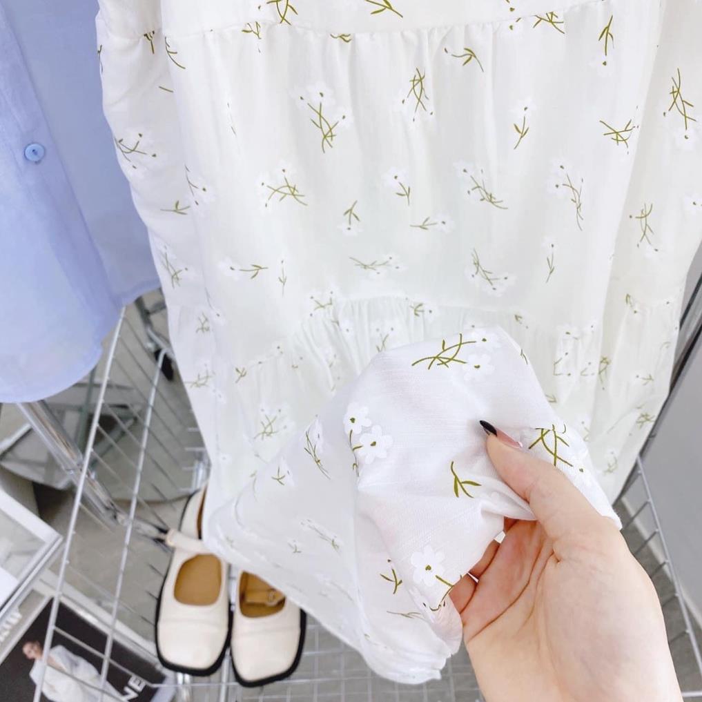[ 𝐅𝐑𝐄𝐄 𝐒𝐇𝐈𝐏 ]  SÉT VÁY ÁO HOA NHÍ 2 DÂY MIX ÁO SƠ MI XANH BÊN NGOÀI Ạ