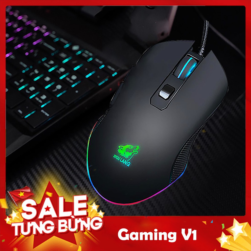 Chuột game thủ Gaming V1 Wolf Black LED RGB - Siêu Bền