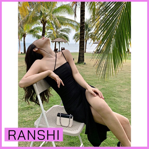 [HÀNG LOẠI 1] Đầm Hai Dây Xẻ Tà RANSHI Sang Trọng Váy Body Dự Tiệc Ôm Eo Dáng Midi Siêu Xinh Chất Dày Dặn - RBD014