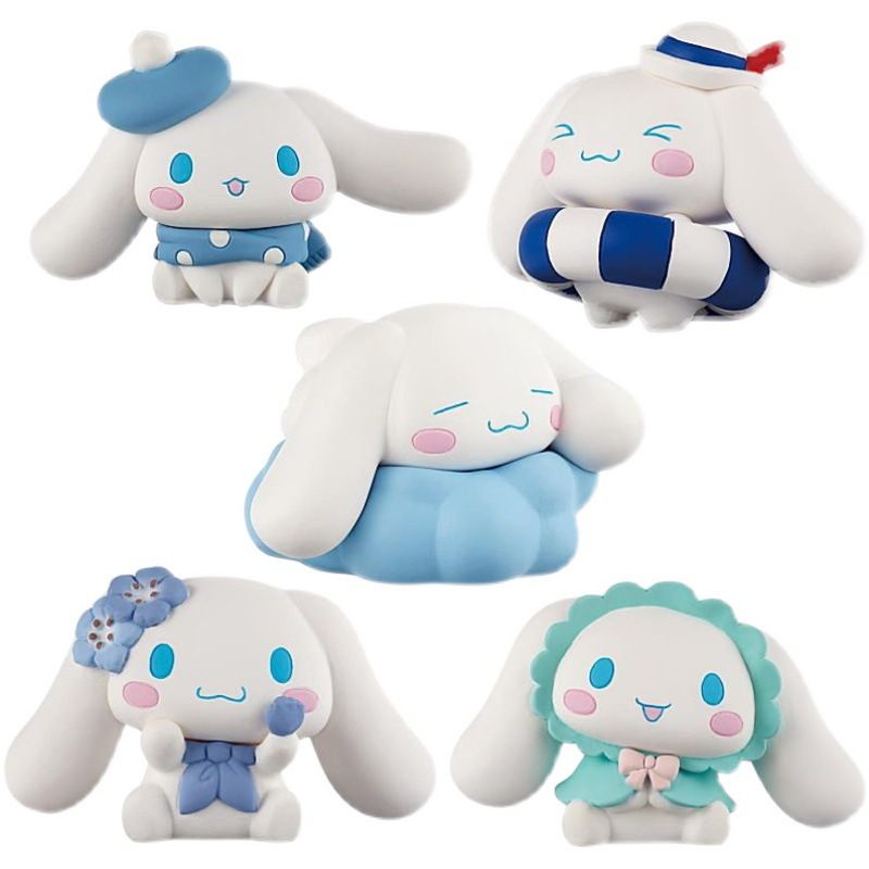 5pcs kuromi Sanrio Figure Cinnamoroll Swimming Ring Big-eared Dog Doll DIY Cake Decor