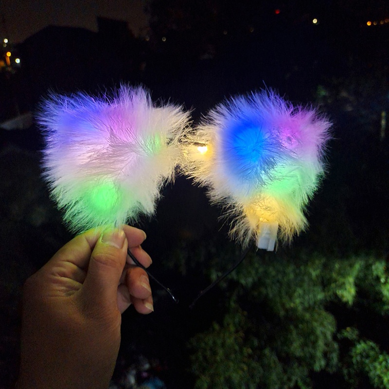 Băng Đô Cài Tóc Hình Tai Thú Phát Sáng Dễ Thương