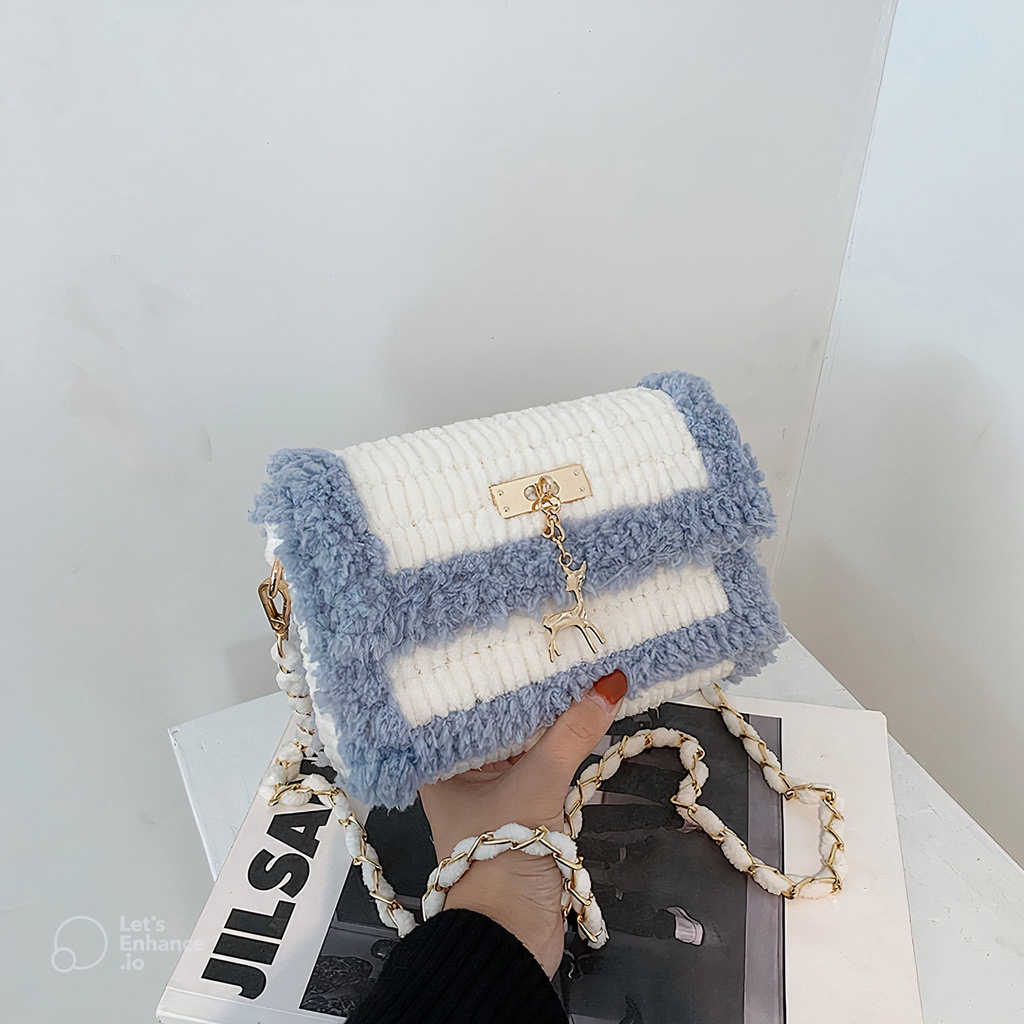 [Có video hướng dẫn] Túi tự đan handmade, túi len phối màu đeo chéo phong cách Hàn Quốc - Bộ phụ kiện đầy đủ LX108