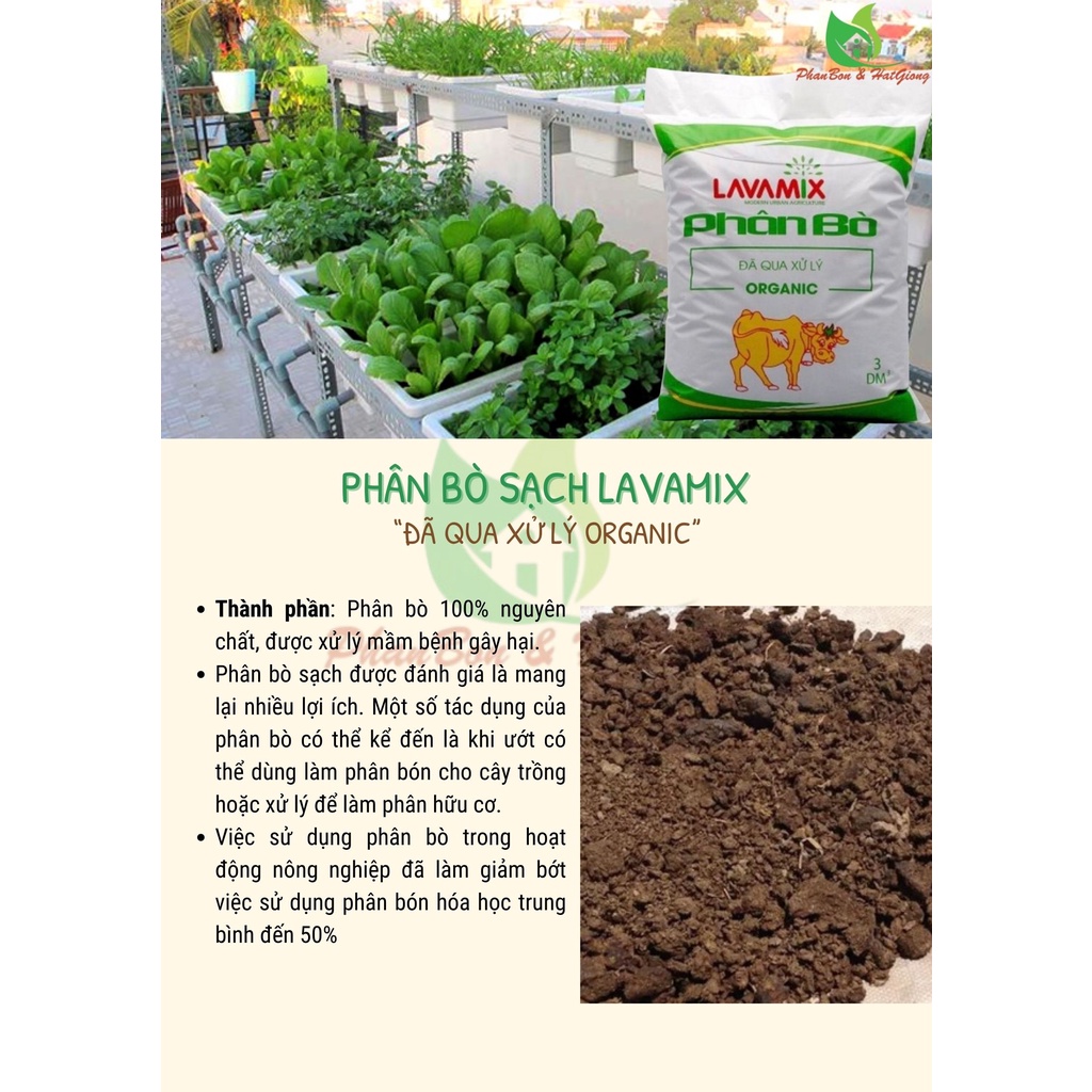 Phân Bò Đã Qua Xử Lý 3 dm3 - Lavamix - Shop Phân Bón và Hạt Giống