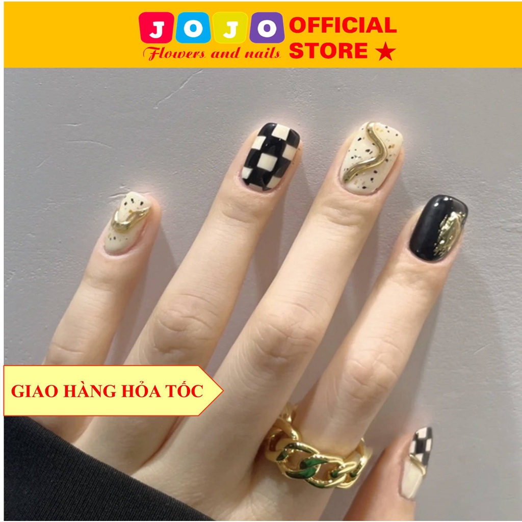 Set 24 móng tay giả đẹp thời trang Jojo PD297 móng giả rẻ đẹp có keo dán tự làm tại nhà