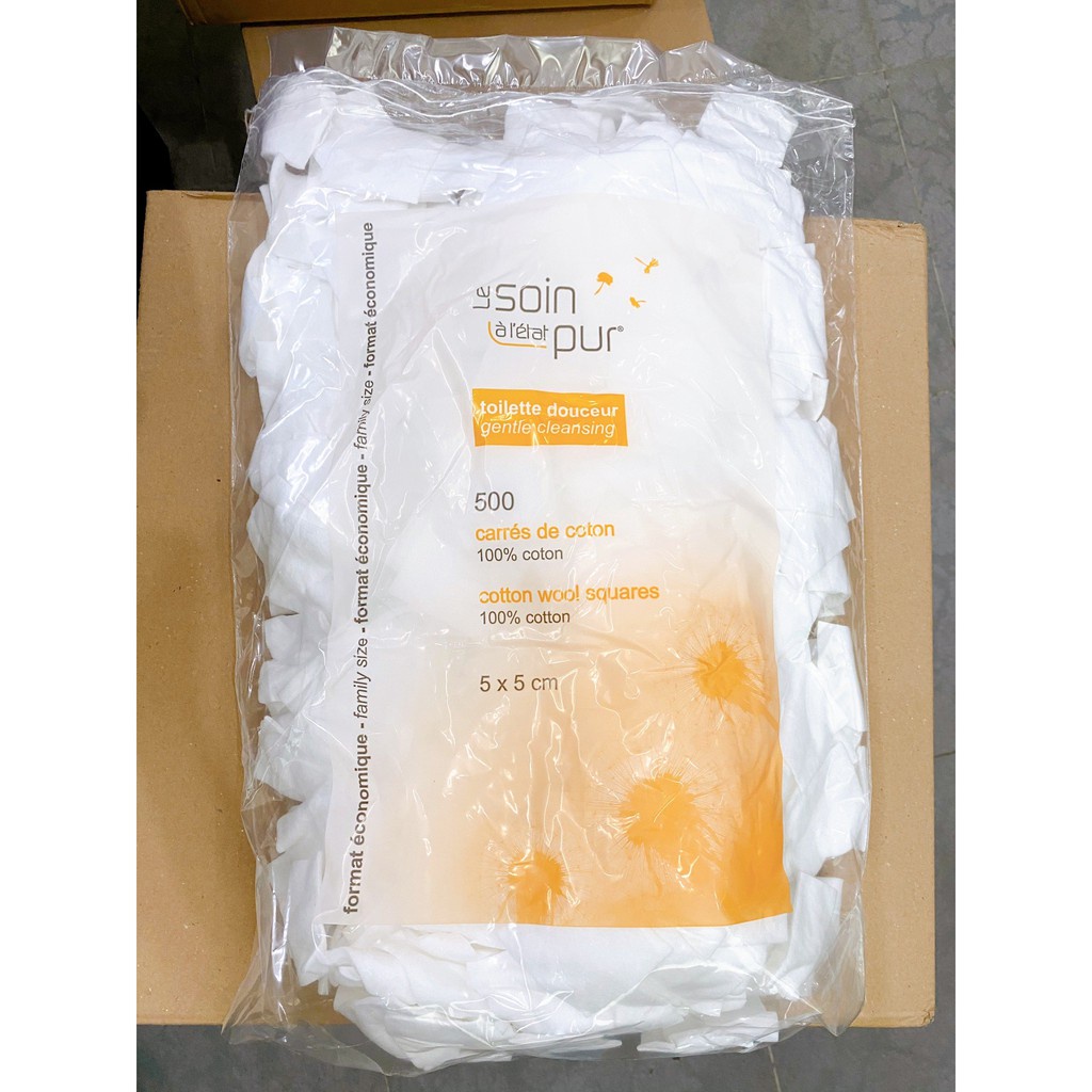 [LOẠI 600 MIẾNG] Bông Tẩy Trang Pháp Tetra Medical Carrés De Coton 600 miếng Le Soin Làl'état Pur