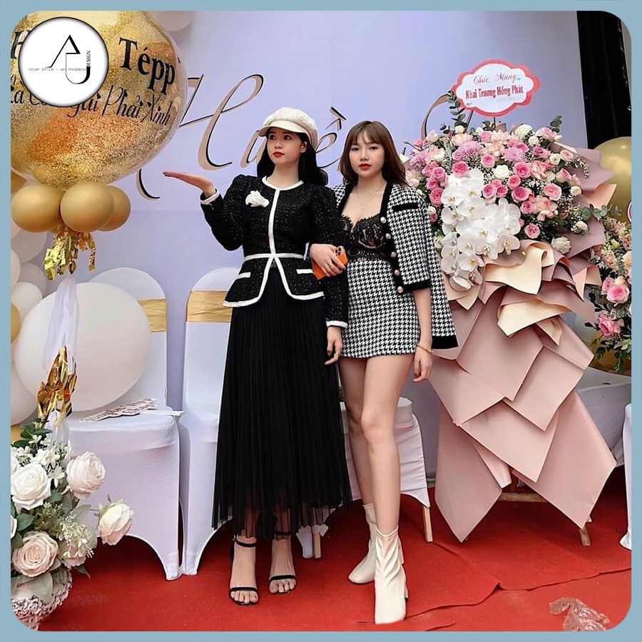 Set Áo Khoác Dạ Dáng Dài và Chân Váy Đen Dài AU.DESIGN Cao Cấp Mang Phong Cách Sang Trọng Trẻ Trung Freesize