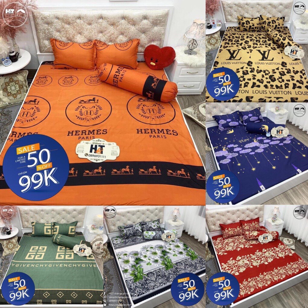 XẢ KHO GA CHUN BỌC ĐỆM POLY COTTON KÍCH THƯỚC GA M6, M8, 2M2