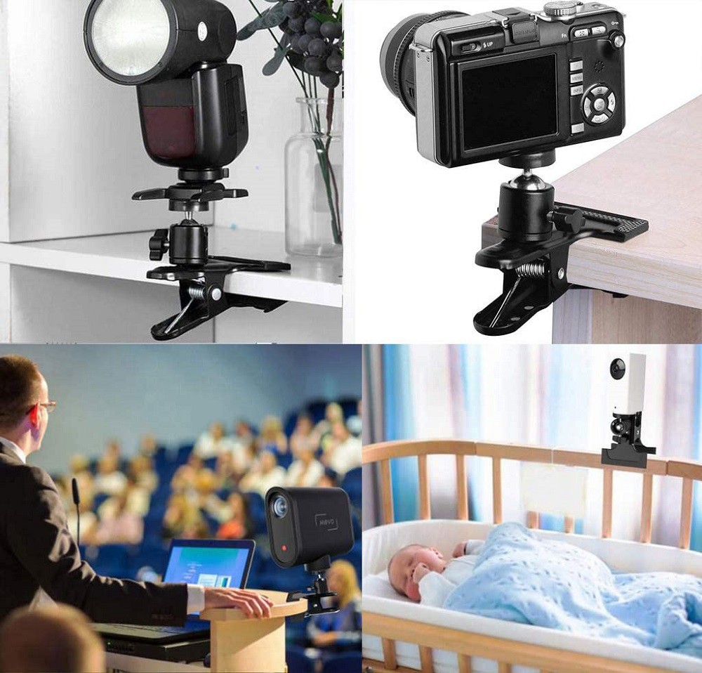 Kẹp giữ tấm hắt sáng đèn flash LAMMCOU vít 1/4 inch xoay 360 độ tiện dụng cho studio SLR