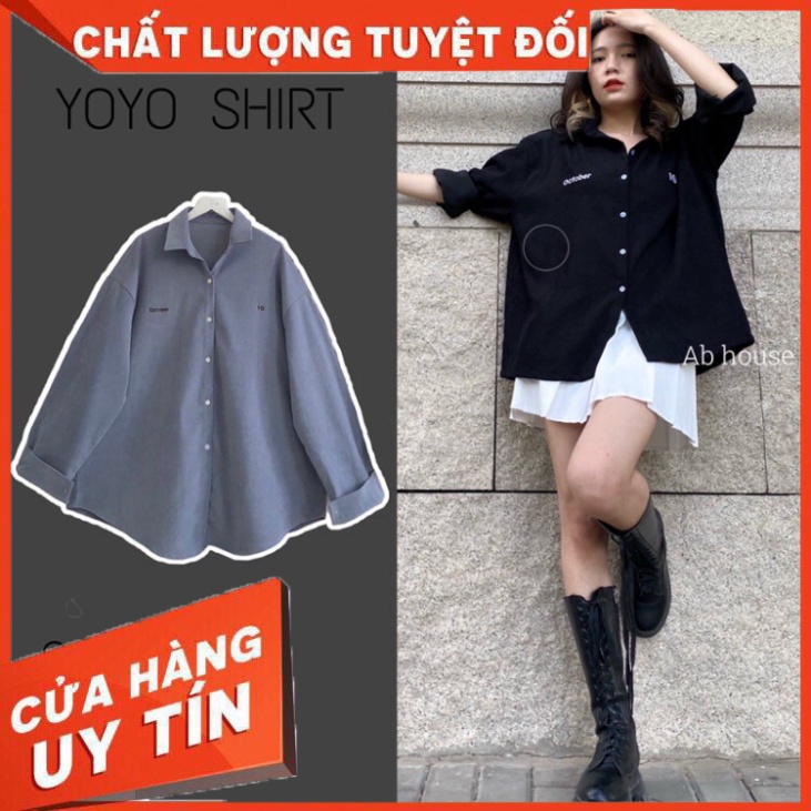 Áo Sơ Mi Nhung Form Rộng BIGSIZE YOYO Unisex Nam/Nữ (Ảnh thật /Có Sẵn) - Hàng nhập khẩu