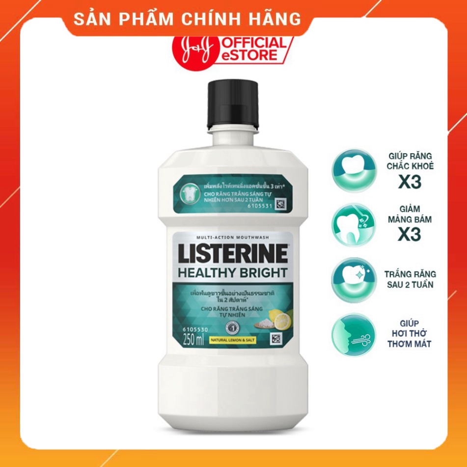 Nước súc miệng Listerine Healthy Bright trắng sáng 250ml - 210070625