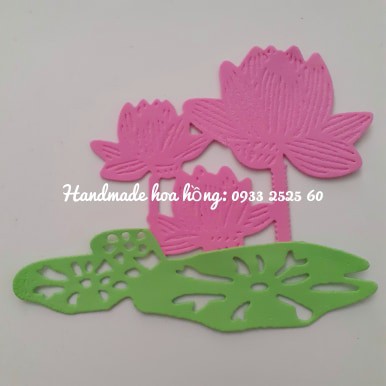 Set 4 hoa sen bằng xốp, 11x9.2cm - Hình trang trí thiệp, scrapbook, bookmark - Nguyên liệu handmade - thủ công mầm non..