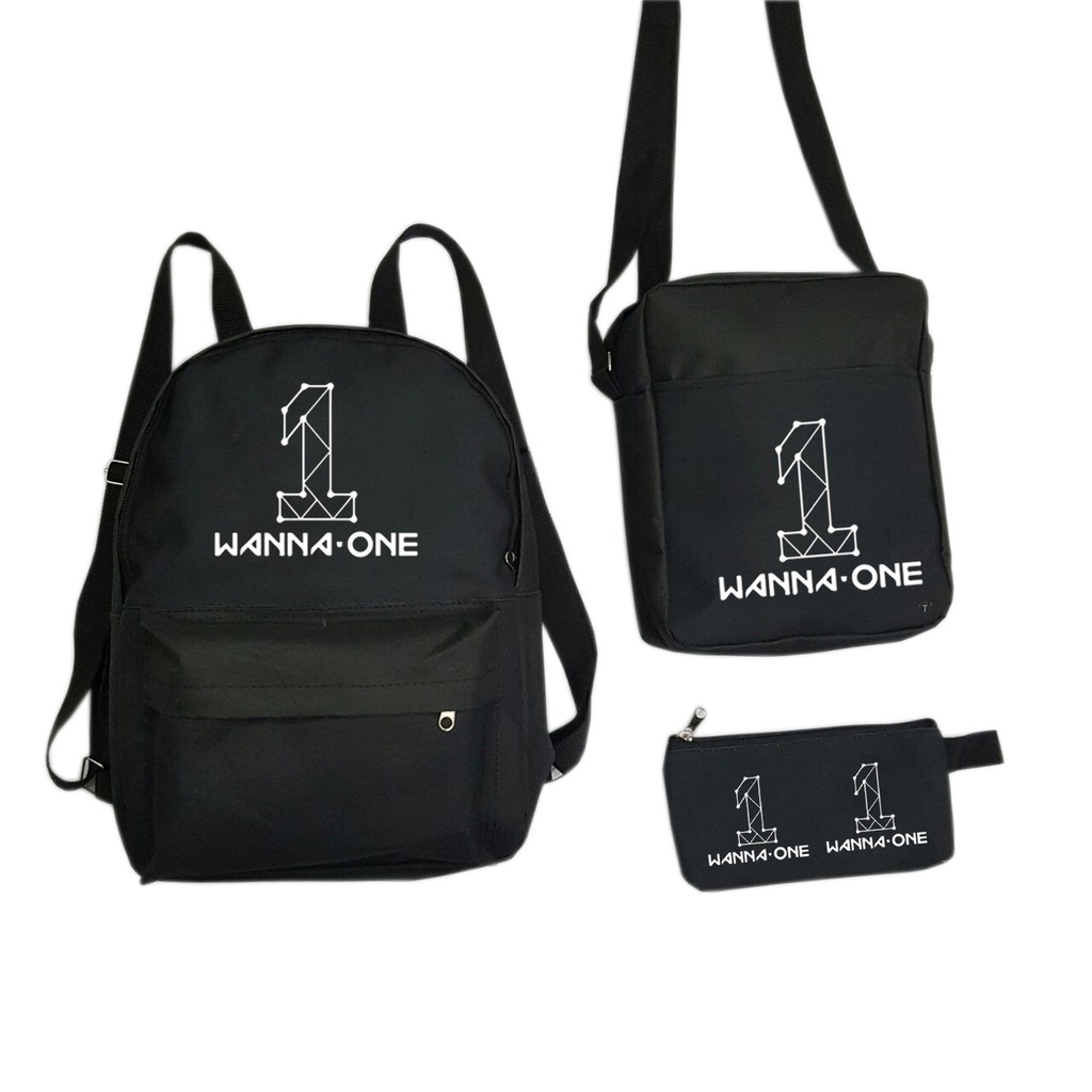 [Mã FAMALLT5 giảm 15% đơn 150K] Set balo túi ví TROY in logo nhóm nhạc wanna one