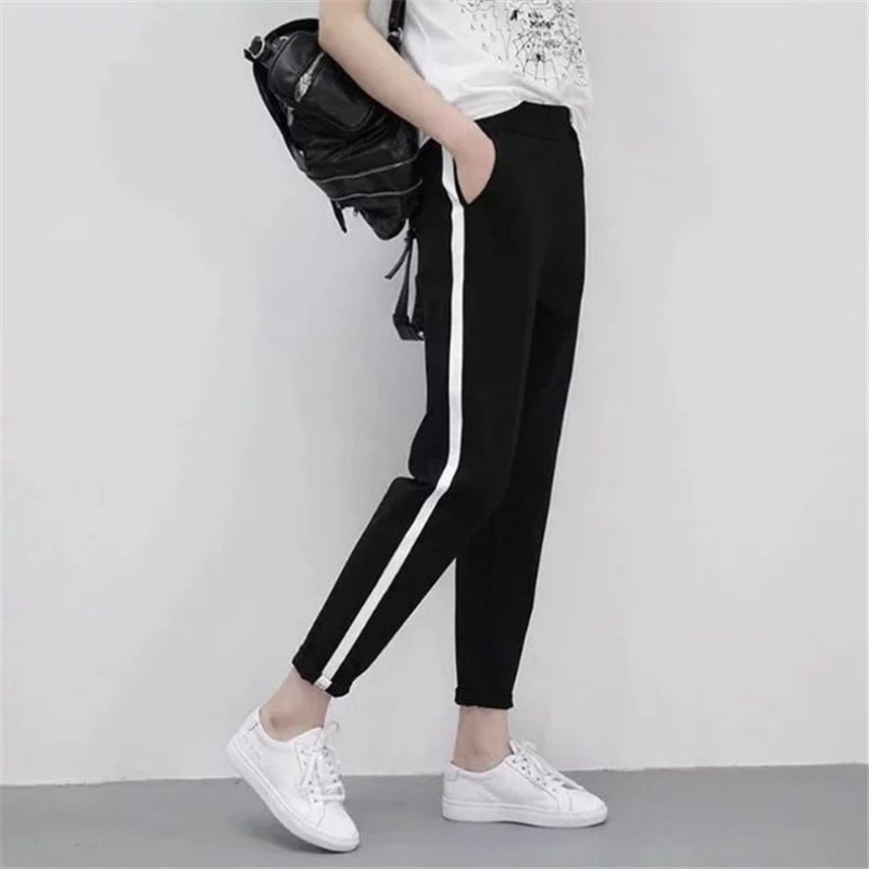 (ẢNH THẬT ) Quần Baggy Sọc Trắng - Chất liệu thun umi nhẹ, co giãn thoải mái