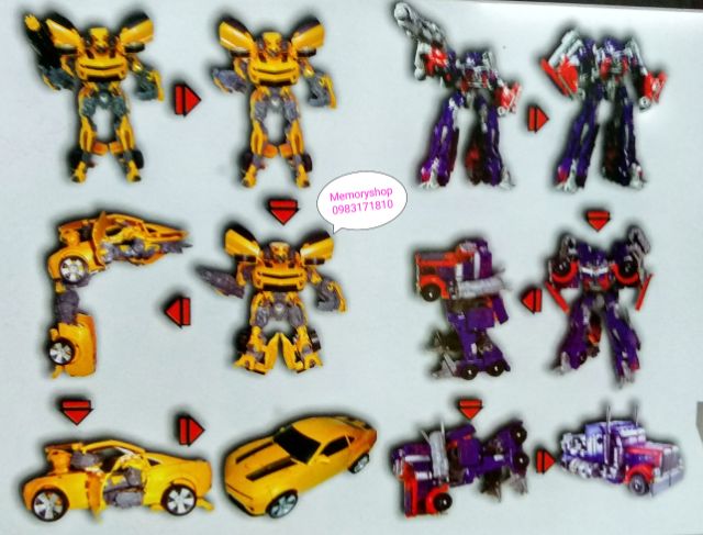 Bộ 2 robot biến hình ô tô transformer loại to 23cm (Bumblebee và Optimus)