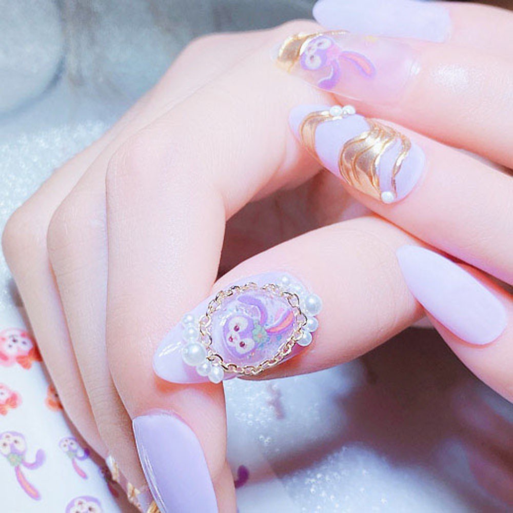 Miếng Dán Trang Trí Móng Tay Hình Gấu Hoạt Hình 3D Diy