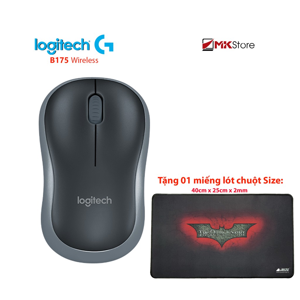 Chuột không dây Logitech B175 Wireless Mouse (xám) + tặng 01 PAD di chuột