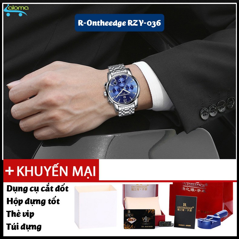 Đồng hồ nam dây thép R-Ontheedge RZY-036 chống nước chống xước cao cấp