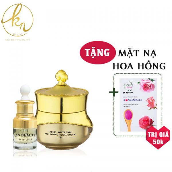 Combo face Kn Beauty serum – Kem dưỡng trắng Ngừa Mụn TẶNG NGAY DẦU GỘI THẢO DƯỢC