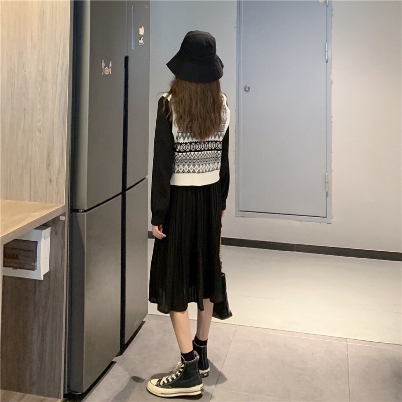 Xiaozhainv Áo Croptop Dệt Kim Không Tay Phong Cách Retro Thời Trang Hàn Quốc Cho Nữ 2 Màu Lựa Chọn