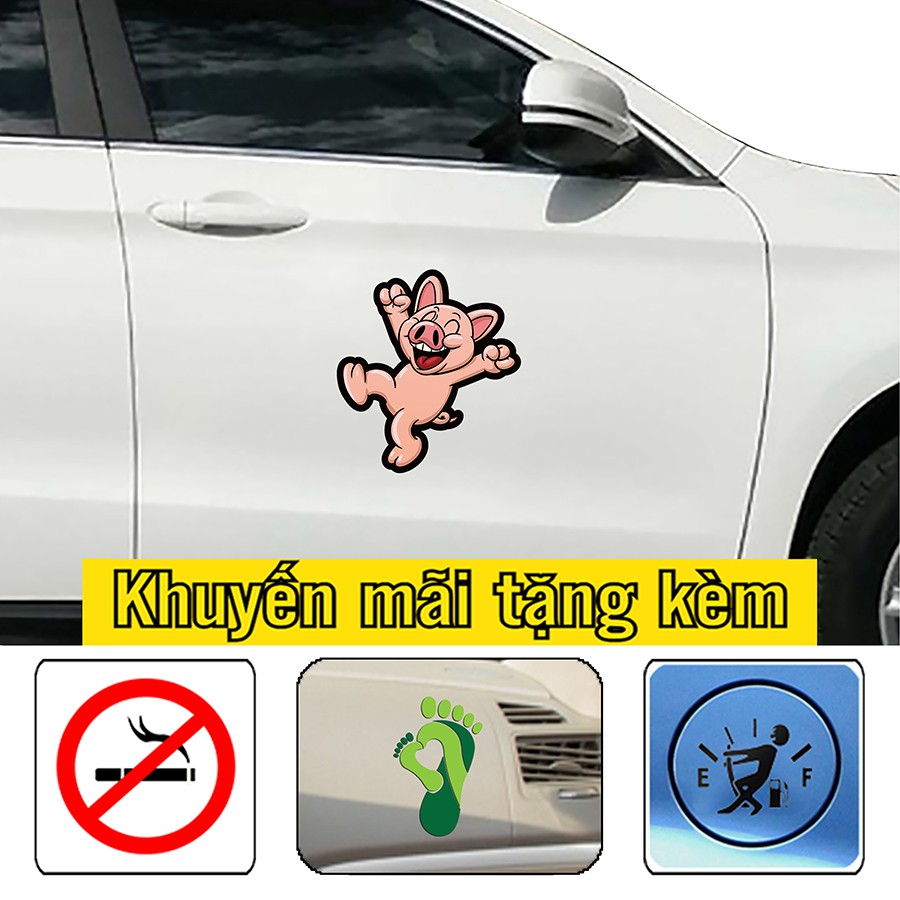 [SALE]- Miếng dán xe hình heo con nghịch ngợm