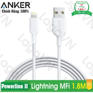 Cáp sạc ANKER Powerline II Lightning MFi dài 1.8m cho iPhone iPad iPod - A8433H21