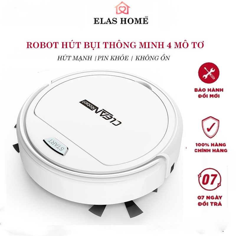 Robot hút bụi lau nhà thông minh CLEAN ROBOT tự động hút bụi lau nhà, động cơ 4 motor hút bụi nhanh mạnh