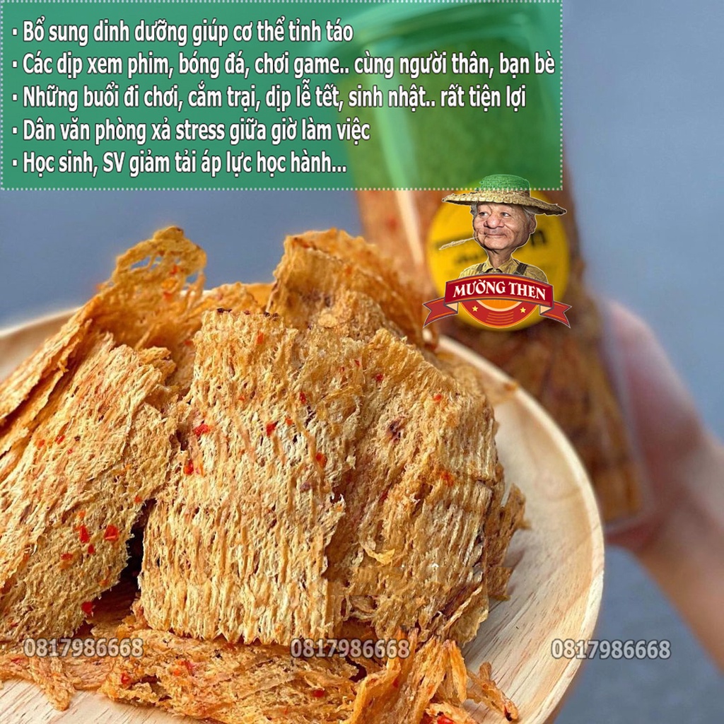 Khô Mực Cán Tẩm Vị Đậm Đà Dai Ngon 200g, Đồ Ăn Vặt Mực Khô Ướp Gia Vị Mường Then