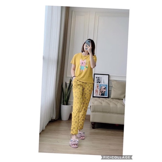 Bộ nhà full cotton muji siêu xinh đẹp. chất cotton cao cấp đanh lì siêu co giãn tha hồ vận động