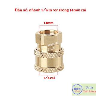 Đầu cái nối nhanh 1/4in ren trong 14mm- nối béc súng xịt của máy rửa xe áp lực cao - phụ kiện máy rửa xe - KBI14cai