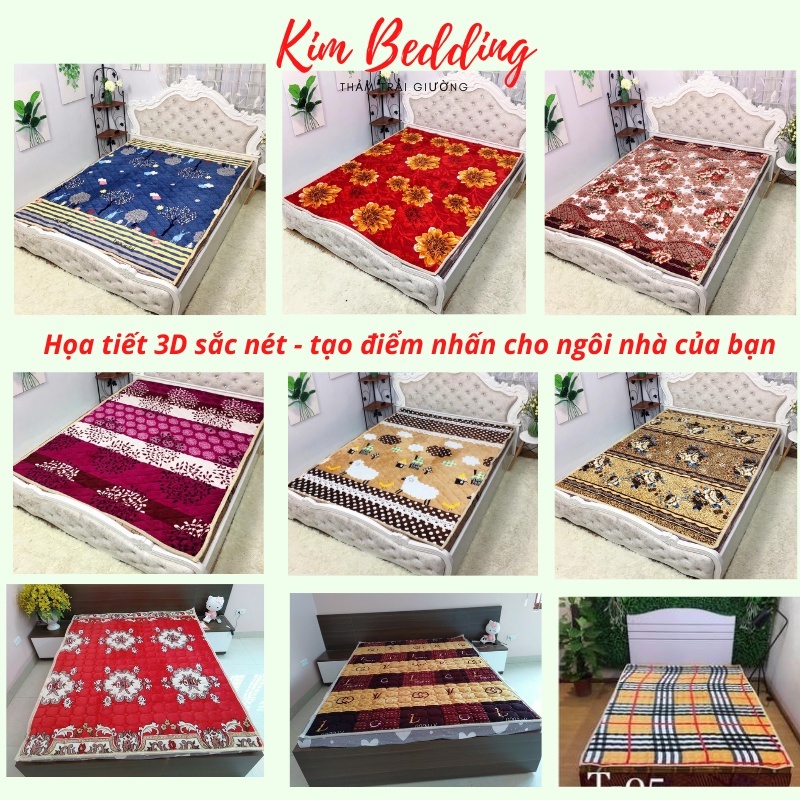 Thảm trải giường lông cừu nỉ nhung êm ấm đủ cỡ KimBedding