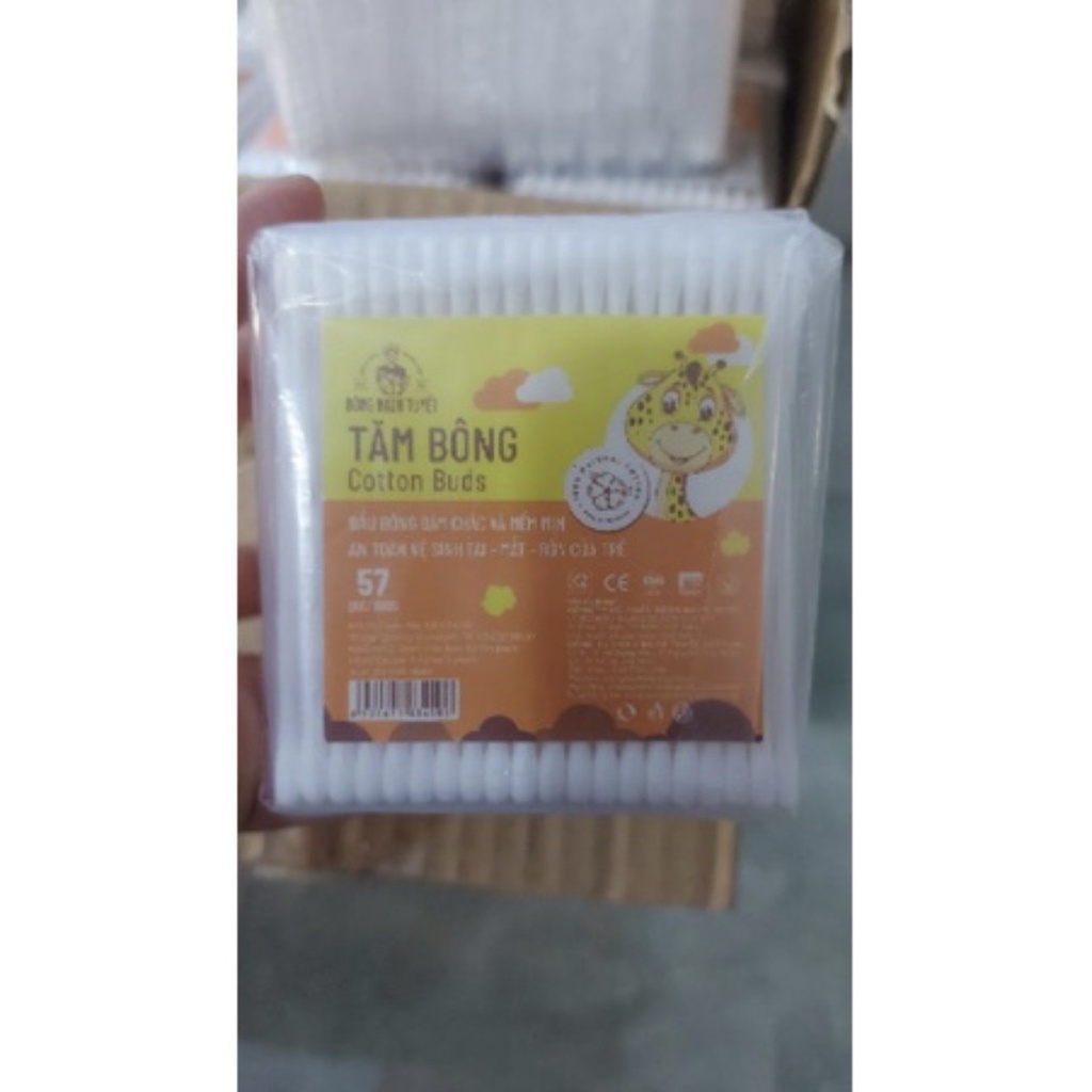 Tăm Bông Bạch Tuyết Cotton Buds - Tăm Bông Sơ Sinh Ngoáy Tai Trẻ Em Đầu Nhọn -  Đầu Chắc Mềm Mịn Tiện Dụng Cho Trang Điể
