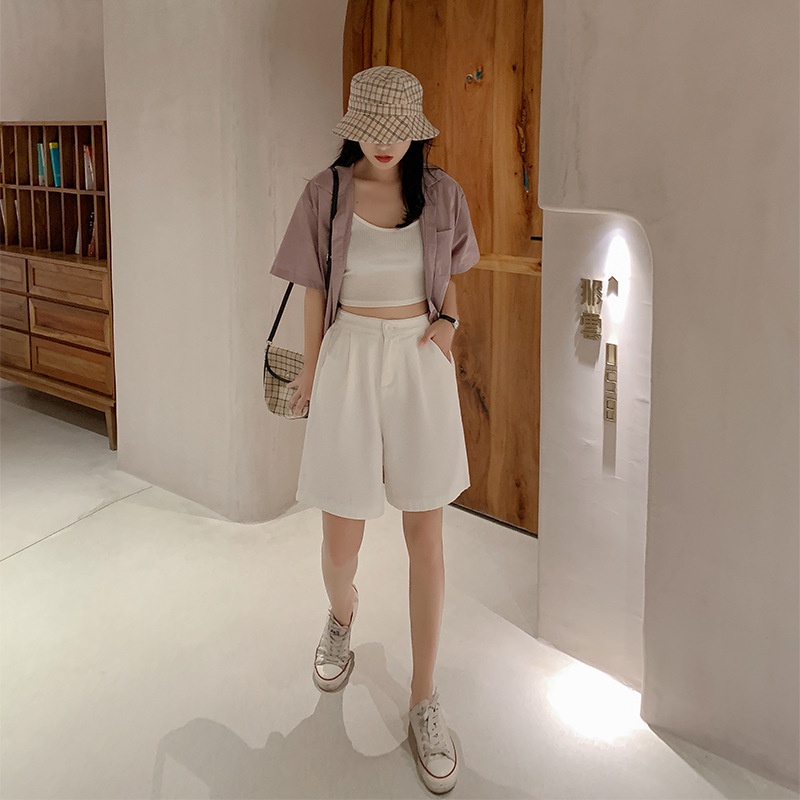 Quần đùi đũi, quần short đũi nữ lưng cao ống rộng cạp khoá nửa chun vải đũi siêu mát Mia Shore
