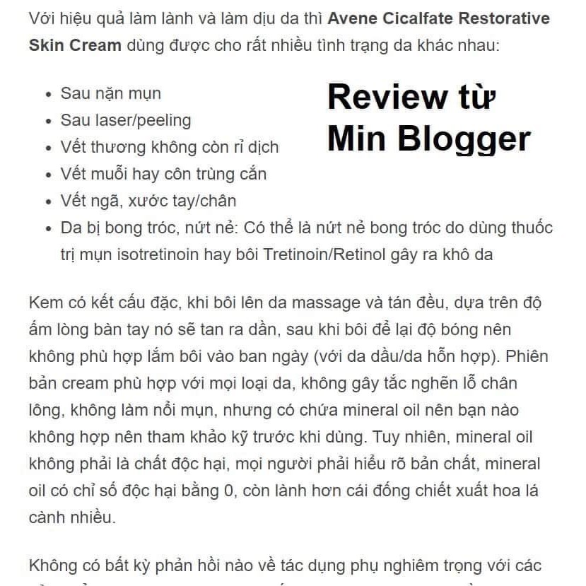 Kem Làm Lành Da Giảm Sẹo Thâm Cung Cấp Độ Ẩm Avene Cicalfate+ Repairing Protective Cream Hàng Pháp Chuẩn