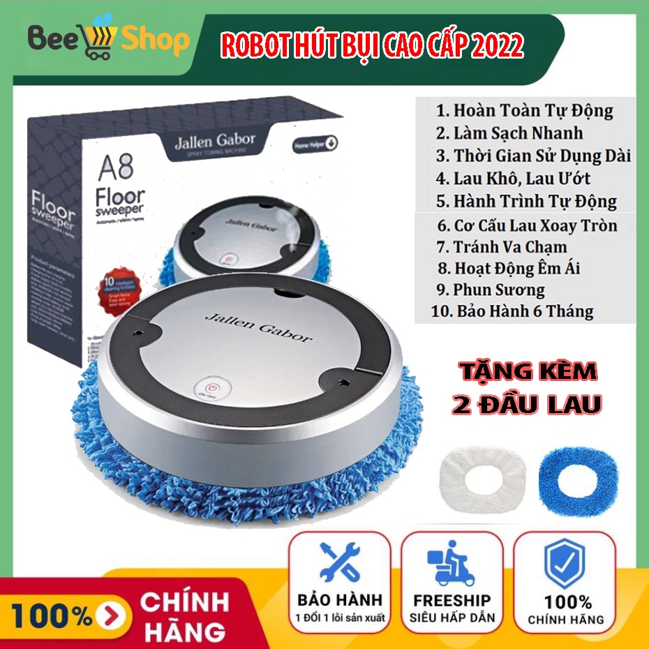 Robot hút bụi lau nhà GABOR A8 Lau khô ướt Hộp nước riêng Sạc tự động Cảm biến chống rơi