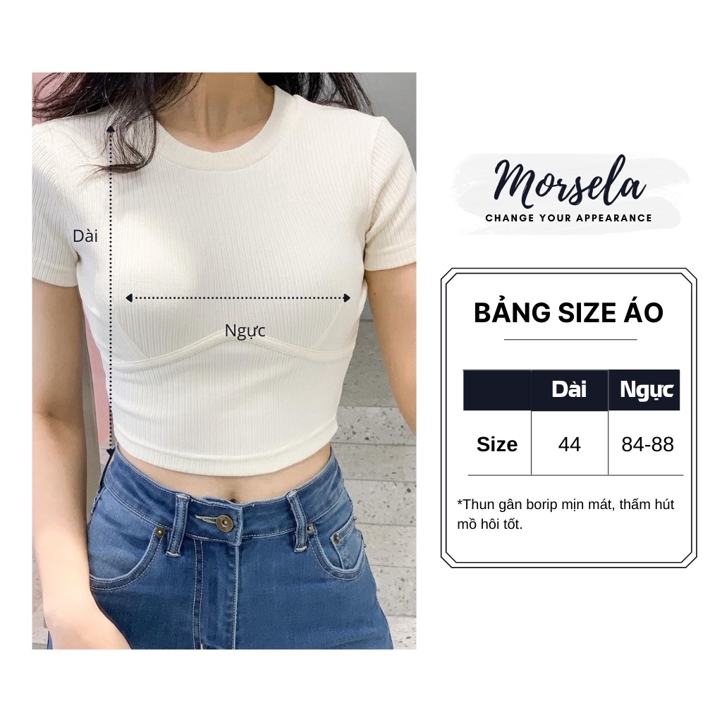 Áo croptop kiểu cổ tròn tay ngắn ôm body - Áo crt kiểu nữ - Morsela - CT01