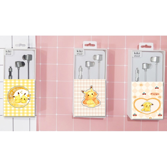 tai nghe chuột vàng TNGI28 hộp giấy dán cute earphone dễ thương