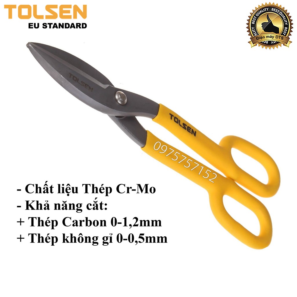 Kéo cắt tôn, Inox hạng công nghiệp TOLSEN, thép cao cấp Cr-Mo, cắt tôn siêu sắc bén, độ bền cao - Tiêu chuẩn Châu Âu