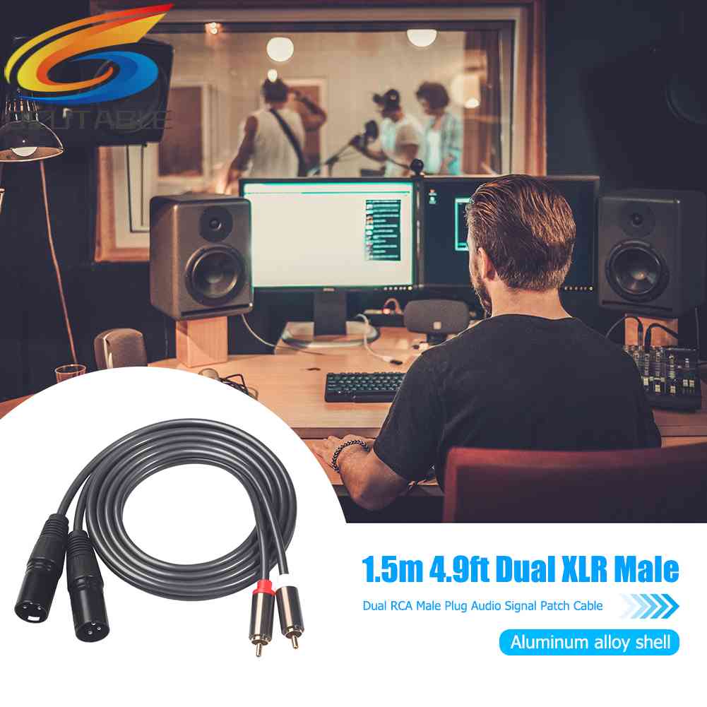 Dây Cáp Âm Thanh 1.5m 4.9ft Dual XLR Male Sang Dual RCA Male