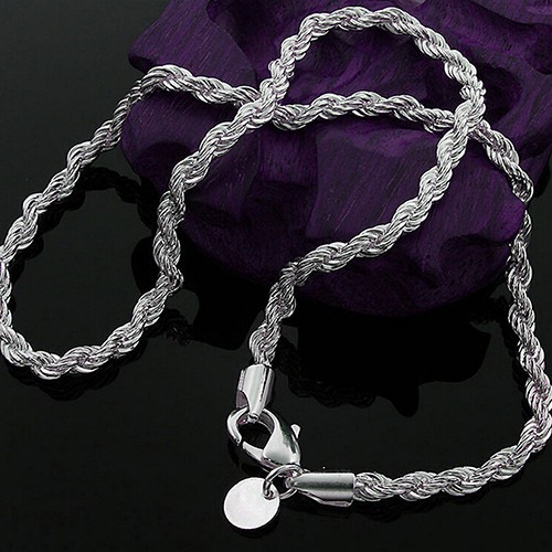 Dây Chuyền Charm Thời Trạng Loại Dây Bạc 925 Xoắn Dành Cho Cả Nam Và Nữ UnisexSilver