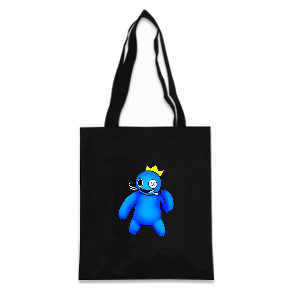 Rainbow Friends Obby Kinh Dị Roblox Xanh Canvas Du Lịch Túi Tote Nữ Đen Trắng DIY Mua Sắm Nhà Bếp
