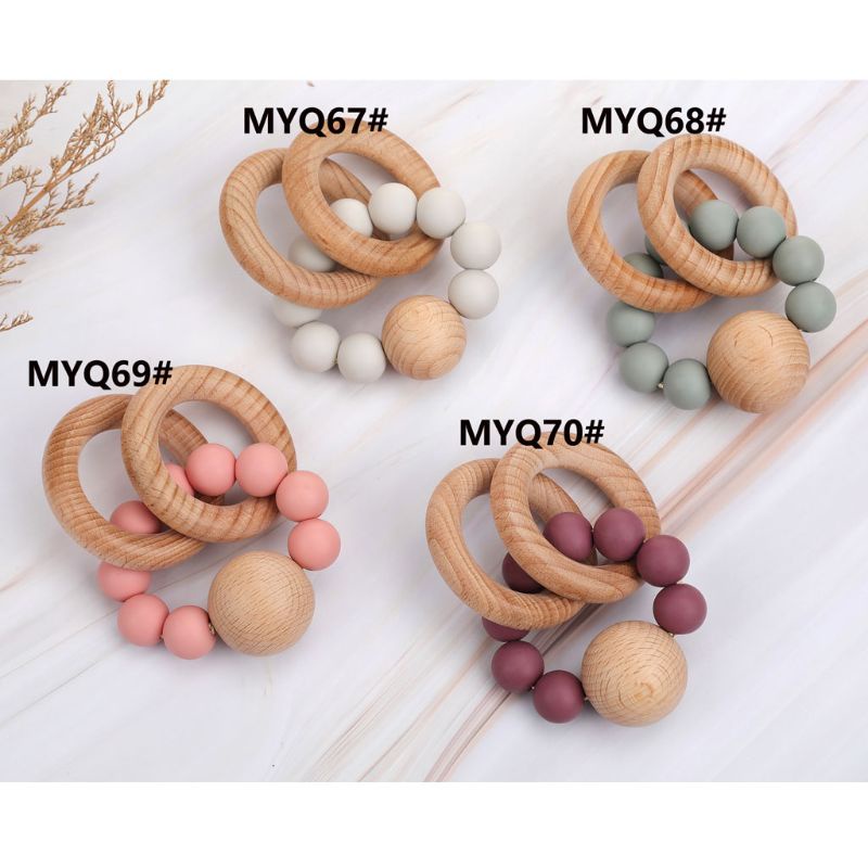 Đồ Chơi Vòng Gỗ Trơn Màu Cho Bé Mới Sinh Mọc Răng