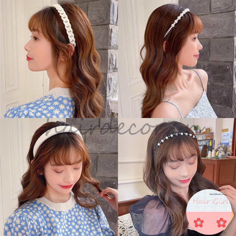Set Băng Đô Cài Tóc Đính Ngọc Trai Phong Cách Hàn Quốc Mới