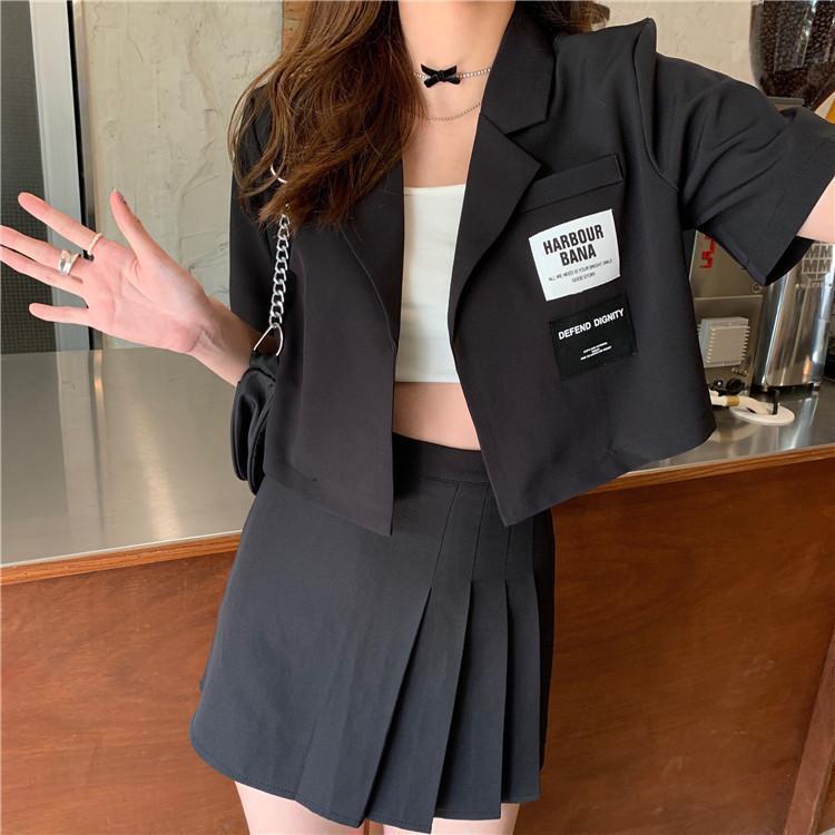 Happy-store 💋 Áo khoác blazer croptop ngắn tay thời trang Hàn Quốc dễ phối đồ cho nữ