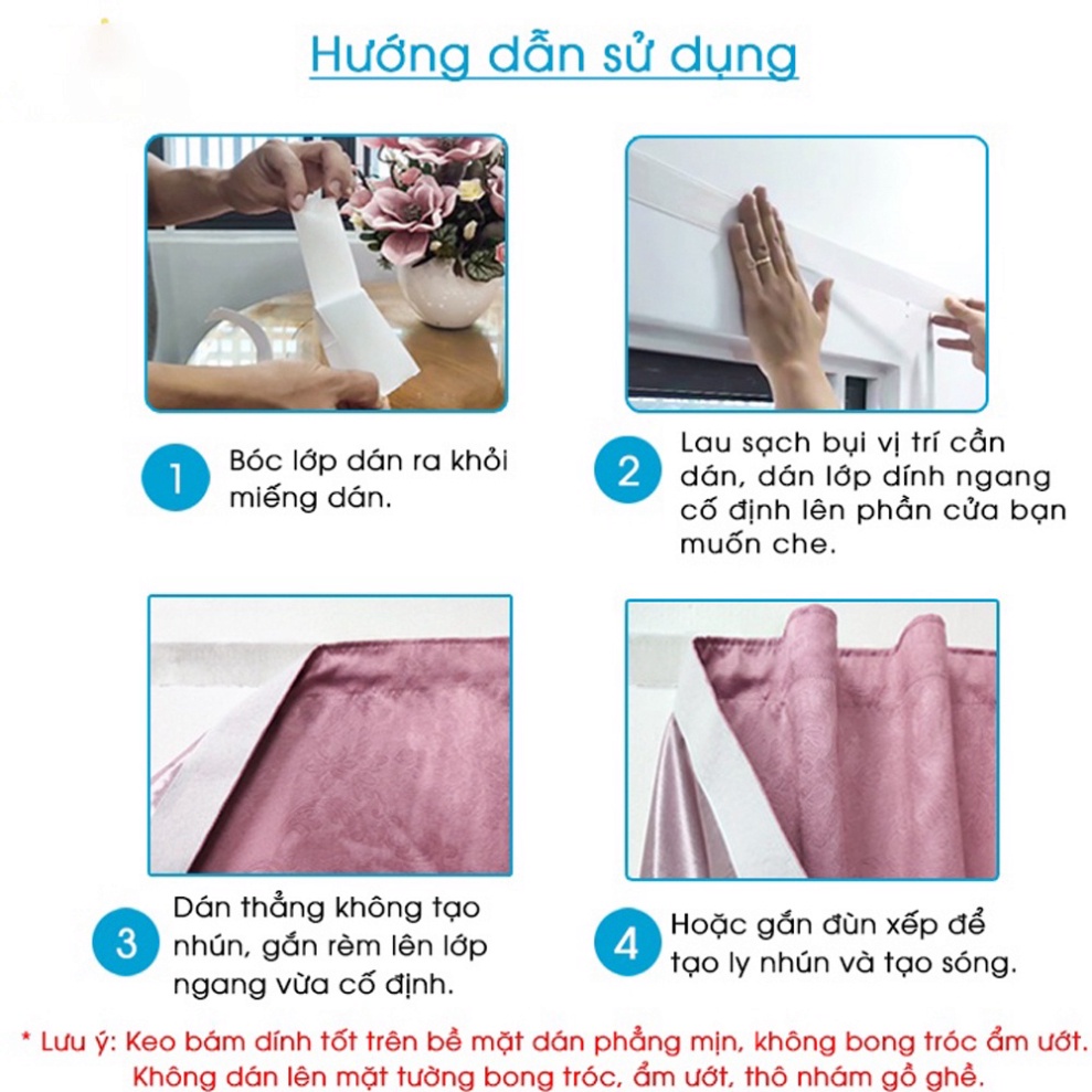 Rèm cửa dán tường, rèm cửa 1 lớp chống nắng cao cấp không khoan đục - decor phòng ngủ &amp; phòng khách siêu đẹp